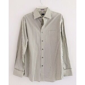 Paul Smith | Slim Fit Stripe Dress Shirt Mens Size 16 Gray Button Front Cotton